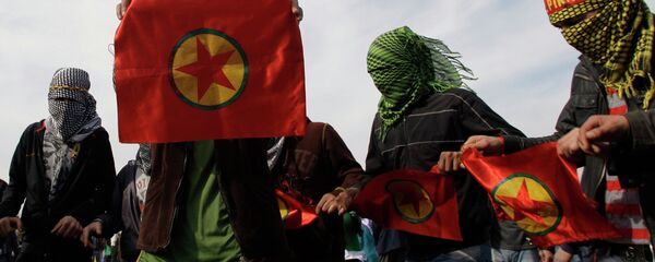 Curdos com bandeiras do PKK em Istambul, Turquia - Sputnik Brasil