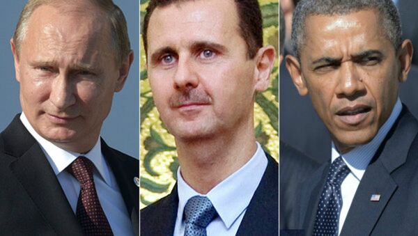Vladimir Putin, Bashar Assad, Barack Obama - Sputnik Brasil