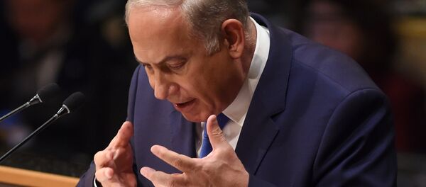 O primeiro-ministro de Israel, Benjamin Netanyahu, durante discurso na Assembleia Geral da ONU, nesta quinta-feira, 1 de outubro de 2015 - Sputnik Brasil