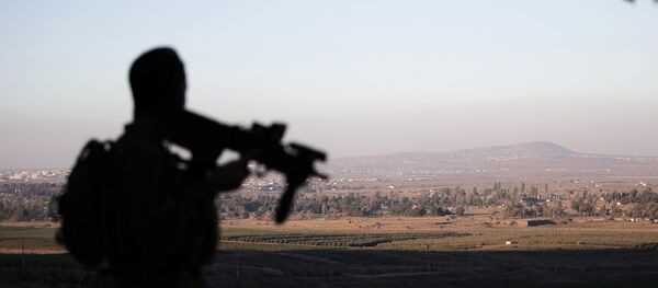 Um soldado israelense vigiando a linha de demarcação que separa o território sírio e israelense - Sputnik Brasil