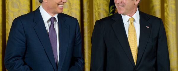 Ex-premiê britânico Tony Blair e ex-presidente norte-americano George W. Bush - Sputnik Brasil