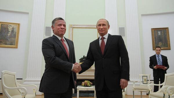 Presidente Vladimir Putin se encontra no Kremlin com o Rei Abdullah II da Jordânia, 2 de outubro de 2014 - Sputnik Brasil