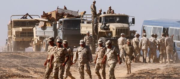 Militares no local da queda da aeronave russa Airbus A321 no Egito - Sputnik Brasil