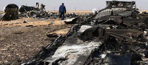 Destroços no local da queda da aeronave russa Airbus A321 no Egito - Sputnik Brasil