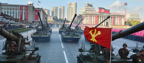 North Korean military participate in the celebration of the 70th anniversary of the founding of the ruling Workers' Party of Korea, in this undated photo released by North Korea's Korean Central News Agency (KCNA) in Pyongyang on October 12, 2015. - Sputnik Brasil