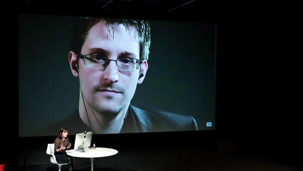 Imagem de Edward Snowden durante uma videoconferência - Sputnik Brasil