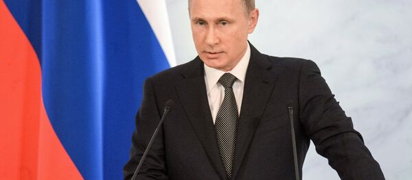 Presidente russo Vladimir Putin está discursando perante a Assambleia Federal da Federação da Rússia, Kremlin, Moscou, 4 de dezembro de 2014 - Sputnik Brasil