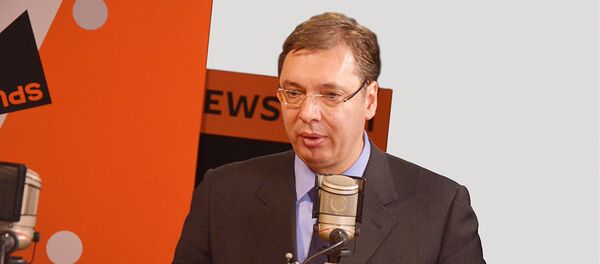 Primeiro-ministro sérvio Alexander Vucic deu entrevista exclusiva à Sputnik, redação da Sputnik Srbija, Belgrado, Sérvia, 25 de dezembro de 2015 - Sputnik Brasil