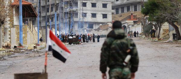 Soldado de forças pro-governamentais sírias fica perto de entrada para a cidade de Aleppo, Síria, 14 de janeiro de 2016 - Sputnik Brasil