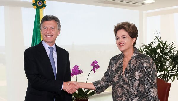 Mauricio Macri e Dilma Rousseff em Brasília. - Sputnik Brasil