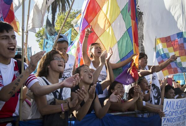 Manifestação a favor de Milagro Salas em Buenos Aires, 18 de janeiro - Sputnik Brasil