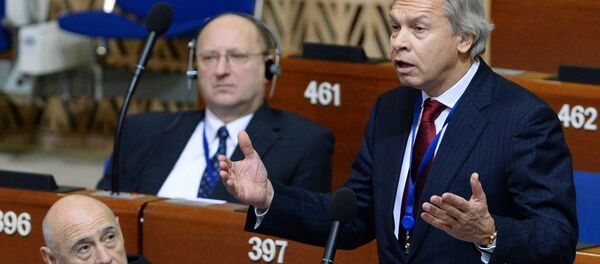Aleksei Pushkov, presidente do Comitê de Relações Exteriores da Duma de Estado, na reunião da APCE - Sputnik Brasil