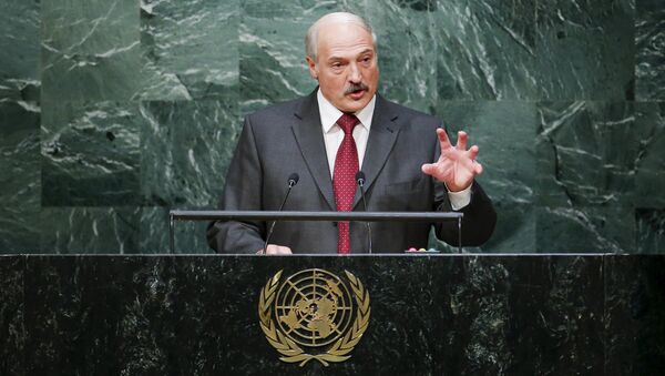 O presidente da Bielorrússia, Aleksandr Lukashenko, durante a sua intervenção na Assambleia Geral da ONU - Sputnik Brasil