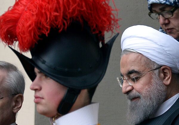 O presidente iraniano, Hassan Rohani, durante a sua visita ao Vaticano, em 26 de janeiro - Sputnik Brasil