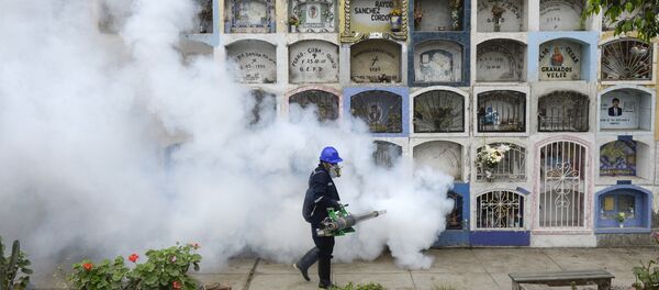 Agente aplica proteção contra vírus da Zika em Lima, Peru - Sputnik Brasil