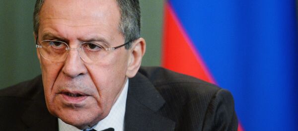 O chanceler russo, Sergei Lavrov, durante uma coletiva em fevereiro de 2016 - Sputnik Brasil