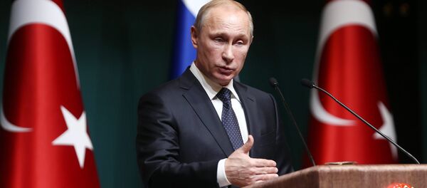 Presidente russo Vladimir Putin durante a entevista coletiva conjunta com o presidente turco Recep Tayyip Erdogan, Ancara, Turquia, 1 de dezembro de 2014 (foto de arquivo) - Sputnik Brasil