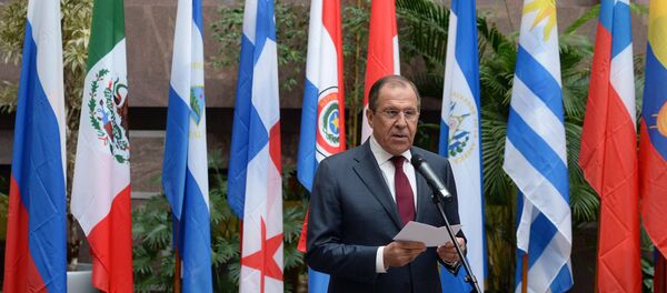 Russian Foreign Minister Sergey Lavrov speaks at the event marking the 70th anniversary of diplomatic relations between Russia and Latin American nations Russian Foreign Minister Sergey Lavrov speaks at the event marking the 70th anniversary of diplomatic relations between Russia and Latin American nations - Sputnik Brasil