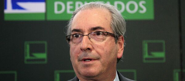 Presidente da Câmara dos Deputados, Eduardo Cunha, fala durante a entrevista coletiva no Congresso Nacional, Brasília, Brasil, 31 de março de 2016 - Sputnik Brasil