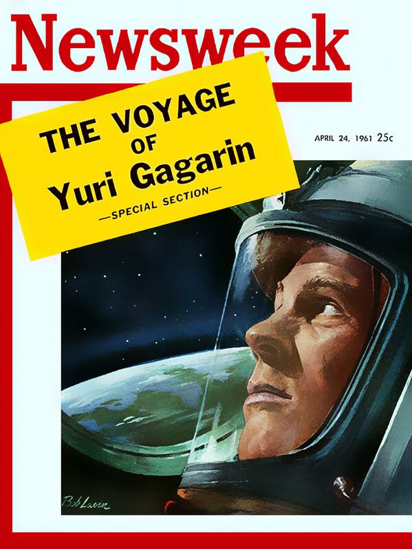 Yuri Gagarin, O primeiro homem no espaço, Newsweek em 24 de abril de 1961, ilustração da Bob Lavin - Sputnik Brasil
