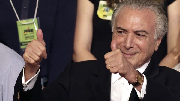Vice-presidente do Brasil Michel Temer durante o Movimento Democrático do Brasil - Sputnik Brasil