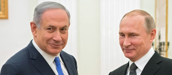 O presidente da Rússia, Vladimir Putin, e o primeiro-ministro israelense Benjamin Netanyahu durante a reunião no Kremlin. 21 de abril, 2016 - Sputnik Brasil