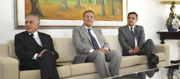 Renan Calheiros recebe Michel Temer e Aécio Neves - Sputnik Brasil