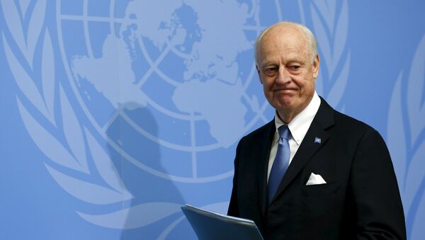 U.N. mediator for Syria, Staffan de Mistura gives a news conference at the end of the Syria peace talks at the United Nations in Geneva, Switzerland, March 24, 2016 - Sputnik Brasil