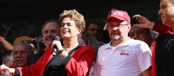 Presidenta Dilma Rousseff na comemoração de 1.º de Maio em São Paulo - Sputnik Brasil