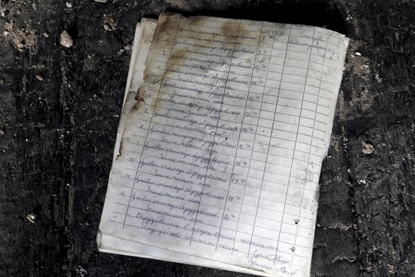 Um caderno com dados pessoas de militares soviéticos foi deixado no chão de um prédio abandonado na cidade fantasma da antiga estação soviética de radares perto da cidade de Skrunda, Letônia. Foto tirada em 9 de abril, 2016 - Sputnik Brasil