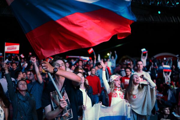 Torcida da equipe russa no Campeonato Mundial de Hóquei no Gelo de 2016 - Sputnik Brasil