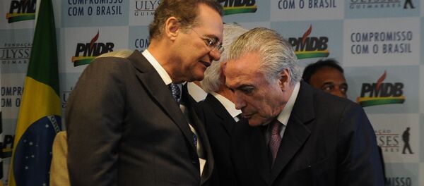 Presidente interino Michel temer e presidente do Senado Renan Calheiros Presidente interino Michel temer e presidente do Senado Renan Calheiros - Sputnik Brasil
