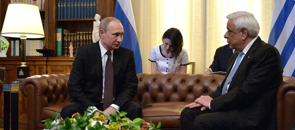 Vladimir Putin e Prokopis Pavlopoulos - Sputnik Brasil