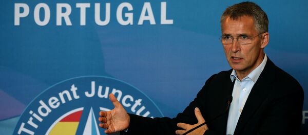 Jens Stoltenberg discursa depois das manobras Trident Juncture em 5 de novembro de 2015 em Lisboa Jens Stoltenberg discursa depois das manobras Trident Juncture em 5 de novembro de 2015 em Lisboa - Sputnik Brasil