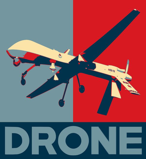 Drone: paródia do cartaz Hope de Shepard Fairey, que simbolizou a campanha eleitoral de Obama em 2008 - Sputnik Brasil