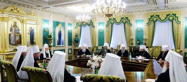 Reunião extraordinária do Sinódio da Igreja ortodoxa russa na residência do Patriarca de Moscou e de toda a Rússia, Moscou, Rússia, 13 de junho de 2016 - Sputnik Brasil