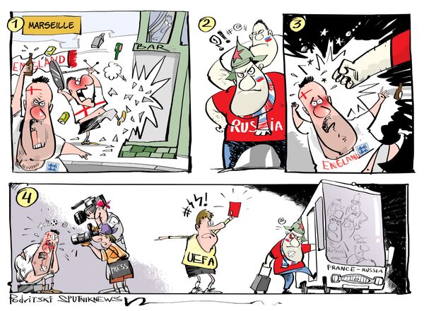 Os episódios de violência acontecidos no jogo entre a Inglaterra e a Rússia no EURO 2016 - Sputnik Brasil