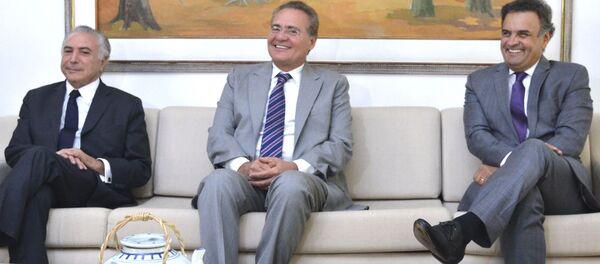 Michel Temer, Renan Calheiros e Aécio Neves - Sputnik Brasil
