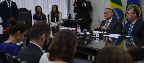 Entrevista coletiva do presidente do Senado, Renan Calheiros - Sputnik Brasil