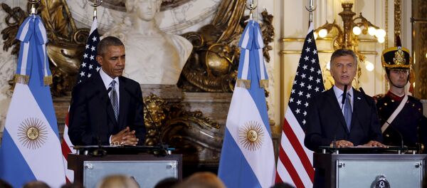 O presidente argentino Mauricio Macri e o seu homologo estadunidense Barack Obama - Sputnik Brasil
