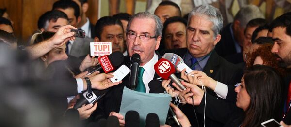 Eduardo Cunha faz pronunciamento para a imprensa, onde renuncia ao cargo de presidente da Câmara dos Deputados - Sputnik Brasil