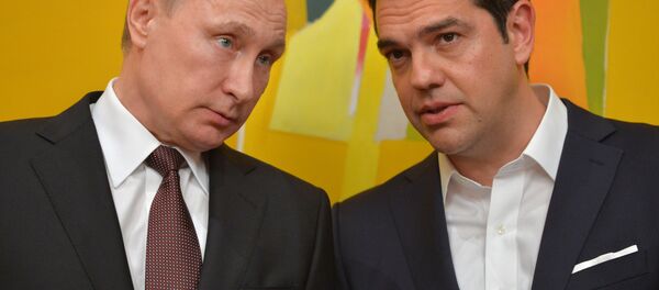 O Presidente russo Vladimir Putin e o primeiro-ministro grego Alexis Tsipras - Sputnik Brasil