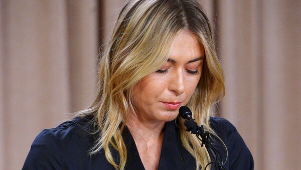 Mar 7, 2016; Los Angeles, CA, USA; Maria Sharapova speaks to the media announcing a failed drug test after the Australian Open during a press conference today at The LA Hotel Downtown - Sputnik Brasil