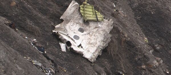 Destroços do avição da Germanwings no local do acidente Destroços do avição da Germanwings no local do acidente - Sputnik Brasil