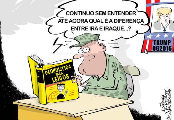 Charge sobre recorrentes confusões geopolíticas e geográficas dos oficias da defesa norte-americana Charge sobre recorrentes confusões geopolíticas e geográficas dos oficias da defesa norte-americana - Sputnik Brasil