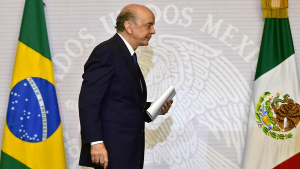O ministro das Relações Exteriores do Brasil, José Serra no México, 25.07.16 - Sputnik Brasil