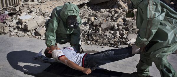 Simulação de como responder a um ataque de armas químicas na cidade síria de Aleppo - Sputnik Brasil