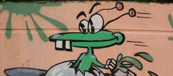 Um OVNI pintada na parede - Sputnik Brasil