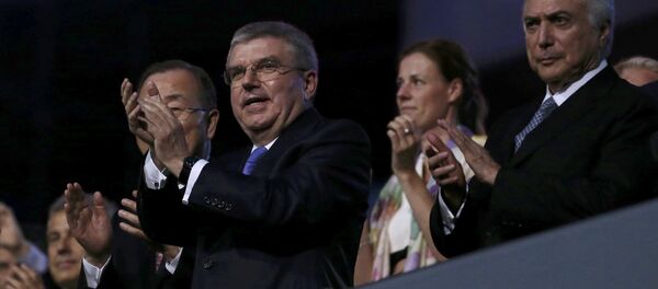 Presidente interino do Brasil Michel Temer durante abertura dos Jogos Olímpicos Rio 2016 no Maracanã - Sputnik Brasil