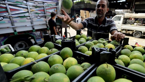 Mercado de frutas e legumes em Damasco, Síria - Sputnik Brasil